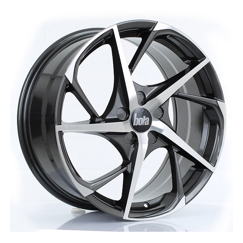 BOLA B18 Alloy Wheel 19x8.5 5x100 ET25 To 45 72.6mm CB Gunmetal Polished Face