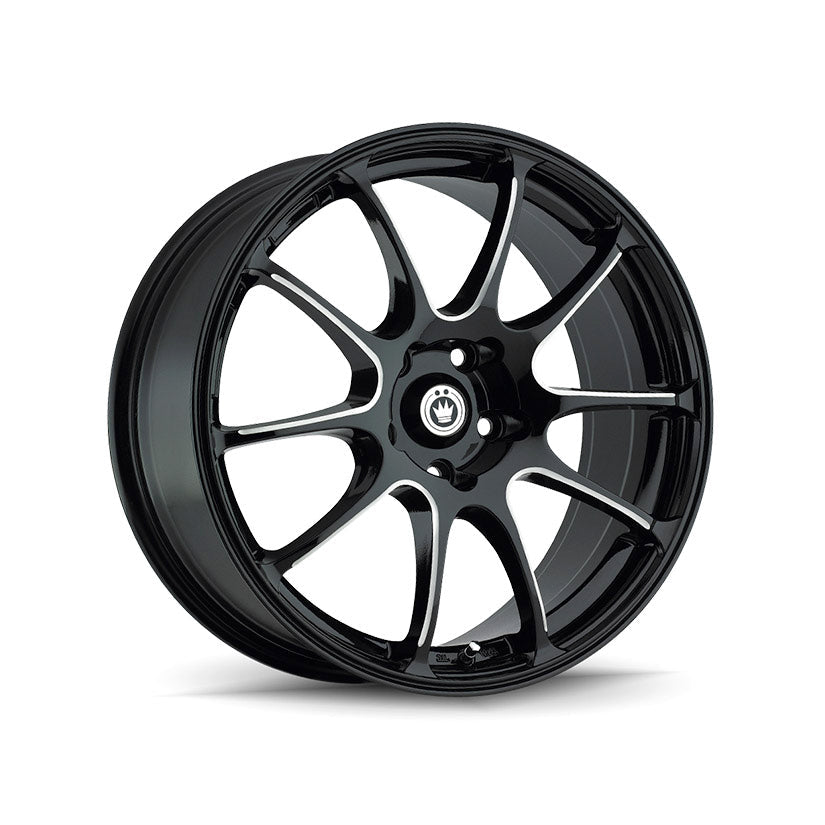 Konig Illusion Alloy Wheel 18x8 ET35 5x114.3 Gloss Black Ball Cut Machine 73.1mm CB