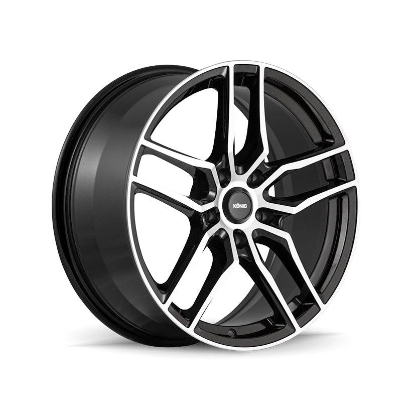 Konig Intention Alloy Wheel 18x8 ET45 5x112 Gloss Black Machined Face 66.6mm CB