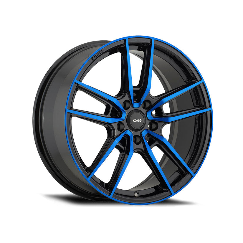 Konig Myth Alloy Wheel 17x8 ET43 5x114.3 Gloss Black With Blue Tinted Clearcoat 73.1mm CB