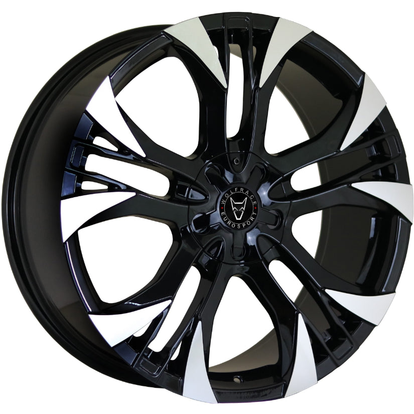 Wolfrace Eurosport Assassin GT2 Alloy Wheel 17x7 ET45 5x112 Gloss Black Polished 74.6mm CB