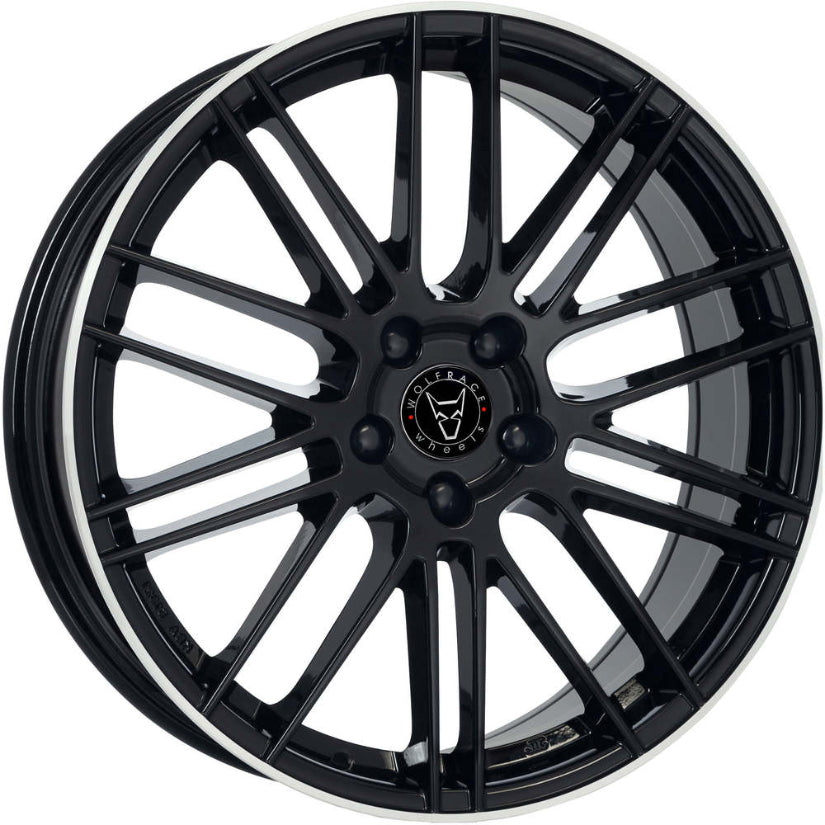 Wolfrace Eurosport TUV KiboX Alloy Wheel 21x9.5 ET53 5x112 Diamond Black Polished 66.5mm CB