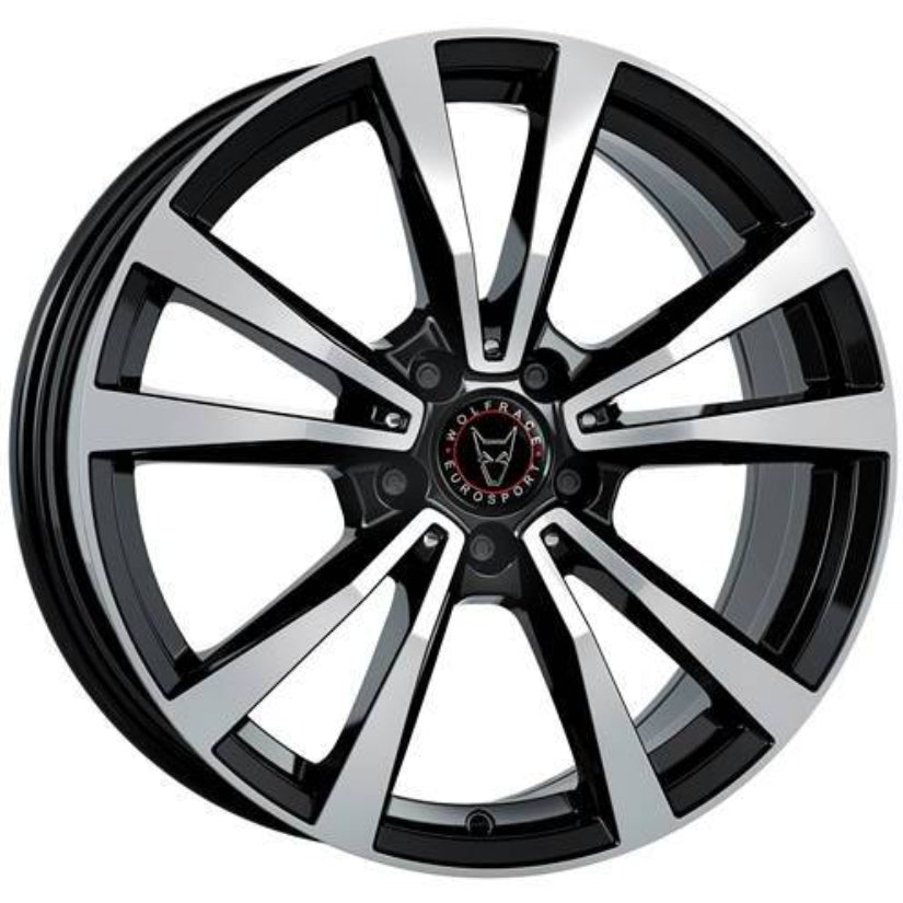 Wolfrace Eurosport TUV M12 Alloy Wheel 20x9 ET20 5x112 Diamond Black Polished 66.5mm CB