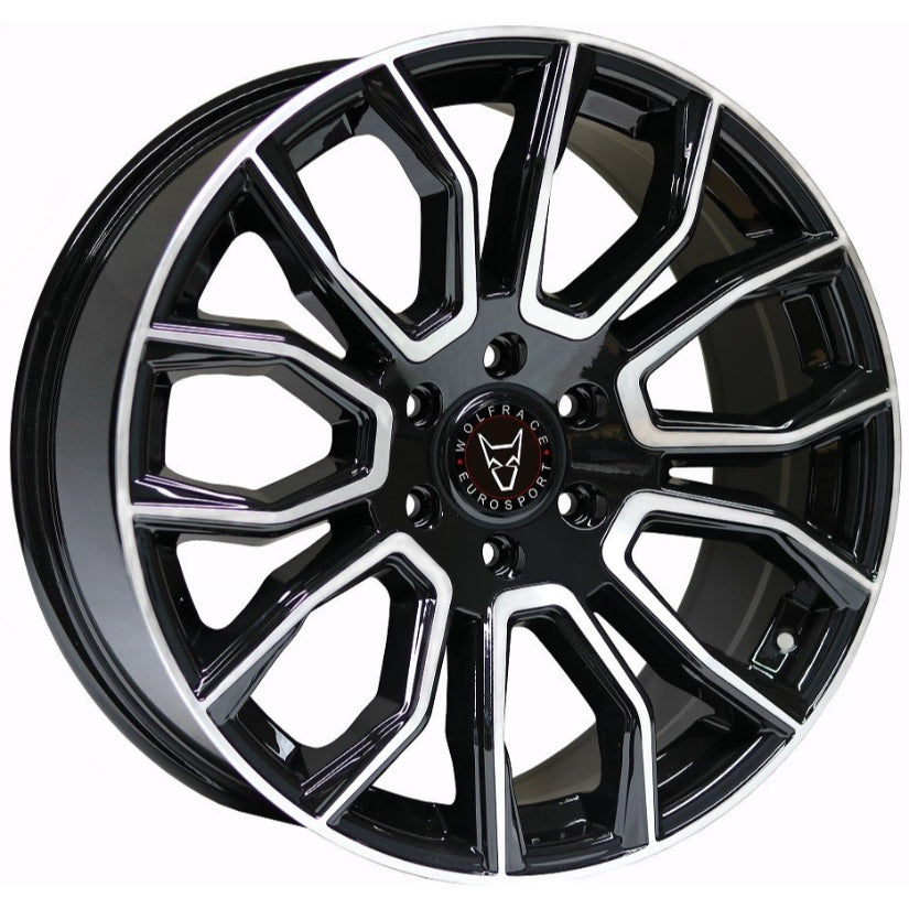 Wolfrace Eurosport Evoke X Alloy Wheel 18x7.5 ET40 5x112 Gloss Black Polished Face 74.6mm CB