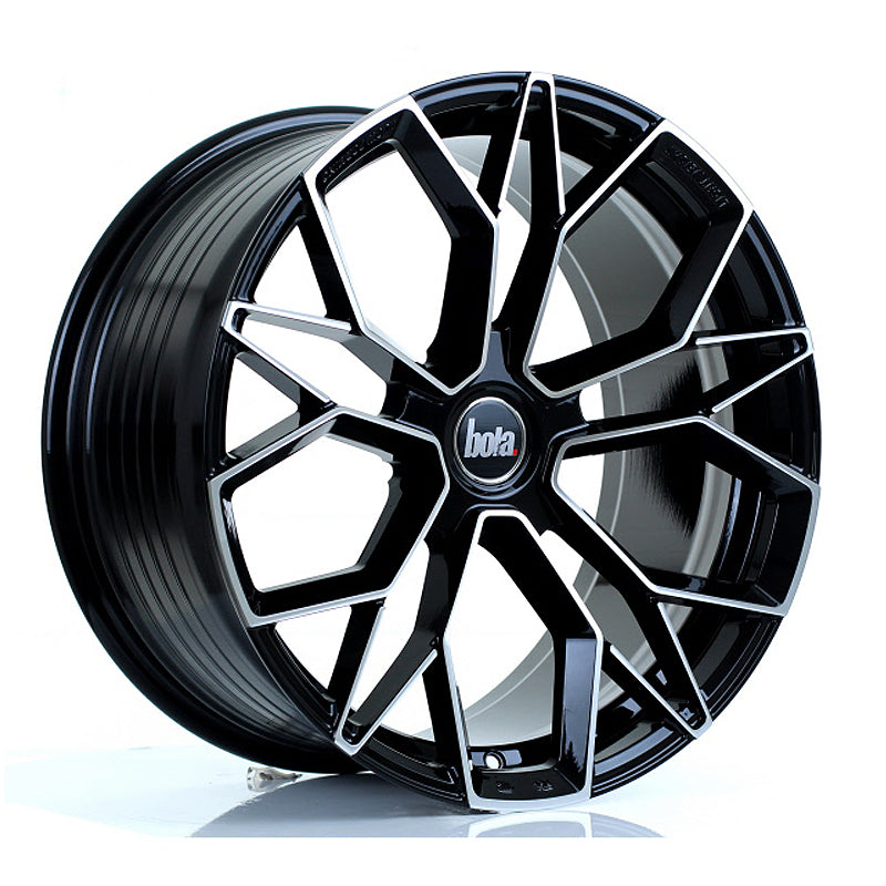 BOLA FLF Alloy Wheel 19x9.5 5x115 ET35 To 50 72.6mm CB Gloss Black Polished Face