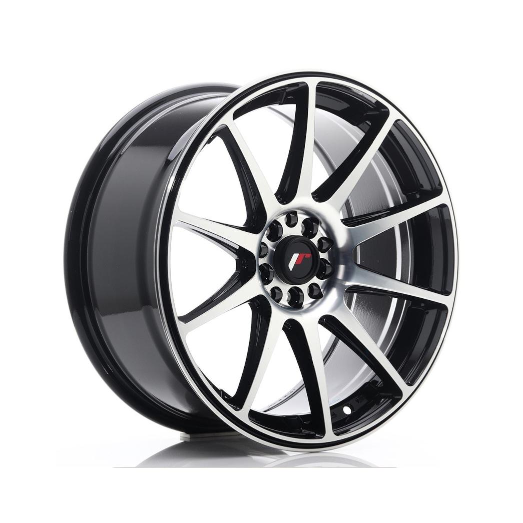 Japan Racing JR11 Alloy Wheel 18x8.5 ET35 5x100 5x108 Gloss Black Machined 72.6mm CB