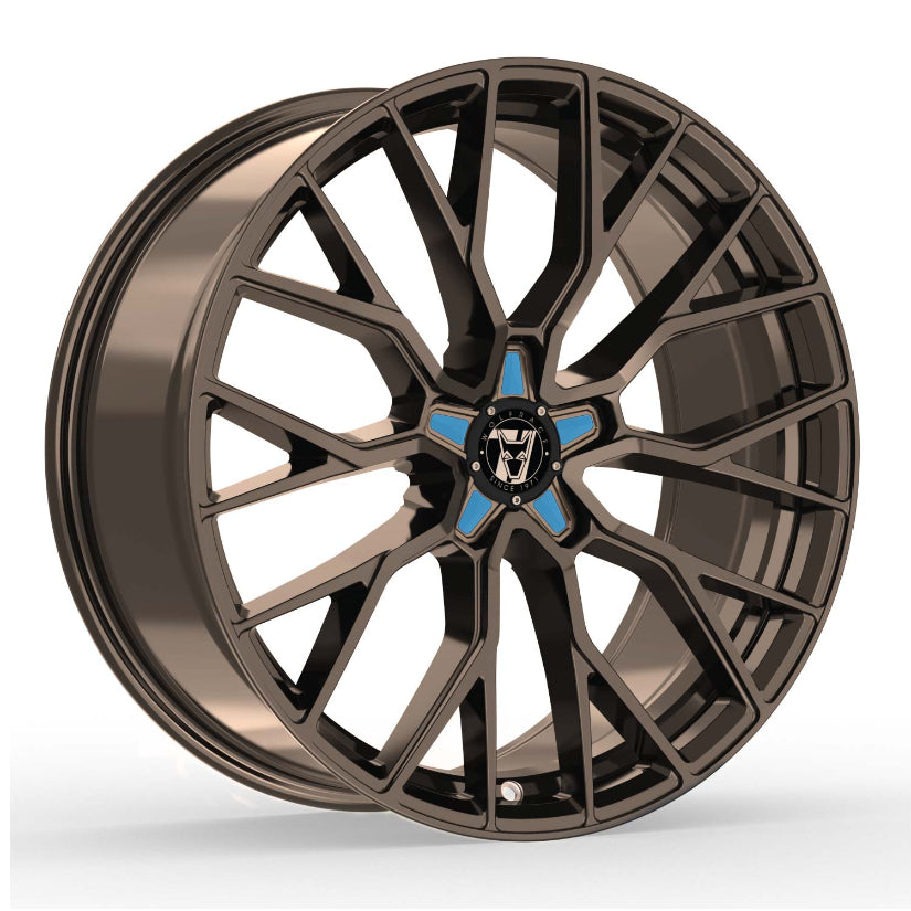 Wolfrace 71 Munich GTR Alloy Wheel 20x8.5 ET40 5x108 Racing Bronze Blue Inserts 110mm CB