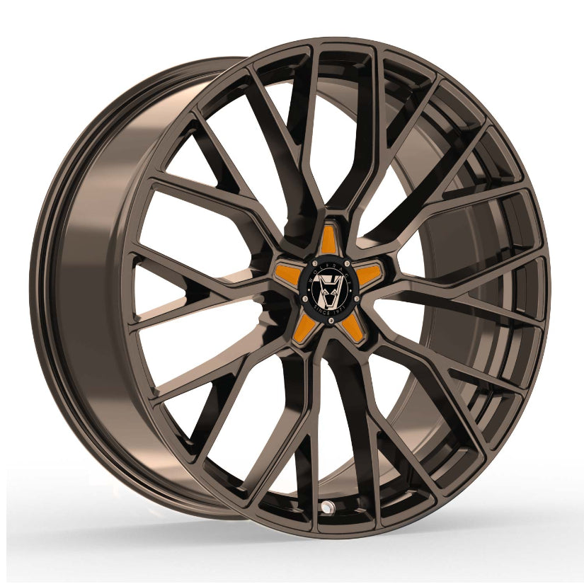 Wolfrace 71 Munich GTR Alloy Wheel 20x8.5 ET40 5x115 Racing Bronze Orange Inserts 110mm CB