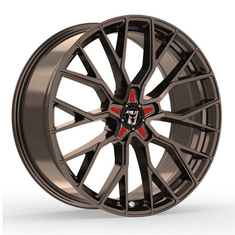 Wolfrace 71 Munich GTR Alloy Wheel 20x8.5 ET40 5x114 Racing Bronze Red Inserts 110mm CB