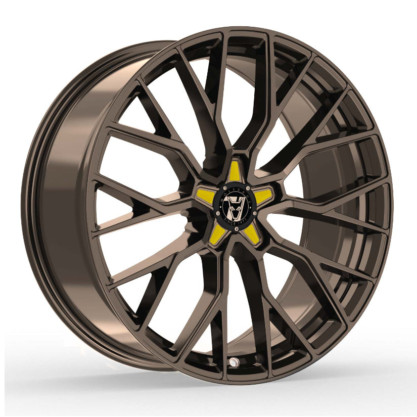 Wolfrace 71 Munich GTR Alloy Wheel 20x8.5 ET40 5x108 Racing Bronze Yellow Inserts 110mm CB
