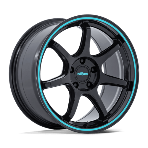 Rotiform RC208 BPU Alloy Wheel 19x8.5 ET35 5x100 Gloss Black With Teal Stripe 56.15mm CB