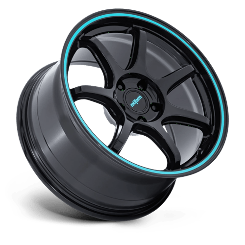 Rotiform RC208 BPU Alloy Wheel 19x8.5 ET20 5x114 Gloss Black With Teal Stripe 72.56mm CB