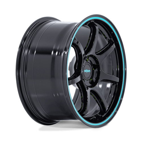 Rotiform RC208 BPU Alloy Wheel 19x9.5 ET40 5x100 Gloss Black With Teal Stripe 56.15mm CB