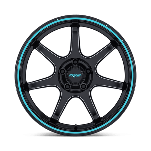Rotiform RC208 BPU Alloy Wheel 19x8.5 ET20 5x114 Gloss Black With Teal Stripe 72.56mm CB