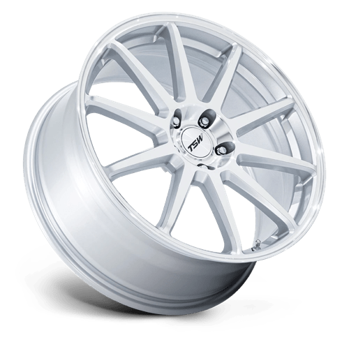 TSW TW004 CANARD Alloy Wheel 19x9.5 ET40 5x112 Gloss Silver With Machined Face 66.56mm CB