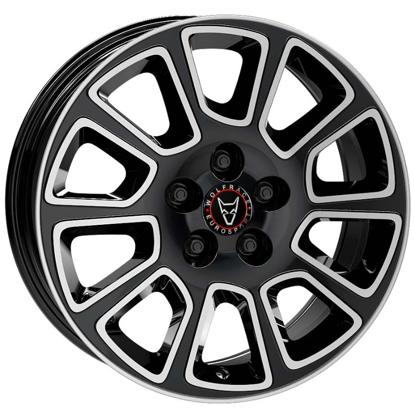 Wolfrace Eurosport TUV Transporter 2 Alloy Wheel 17x7 ET45 5x114 Diamond Black Polished 66.1mm CB