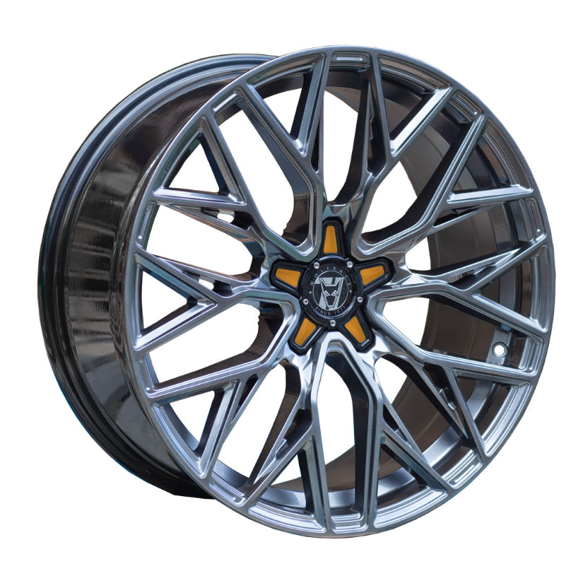 Wolfrace 71 Wolfsburg GTR Alloy Wheel 18x8.5 ET38 5x120 Racing Carbon Orange Inserts 110mm CB