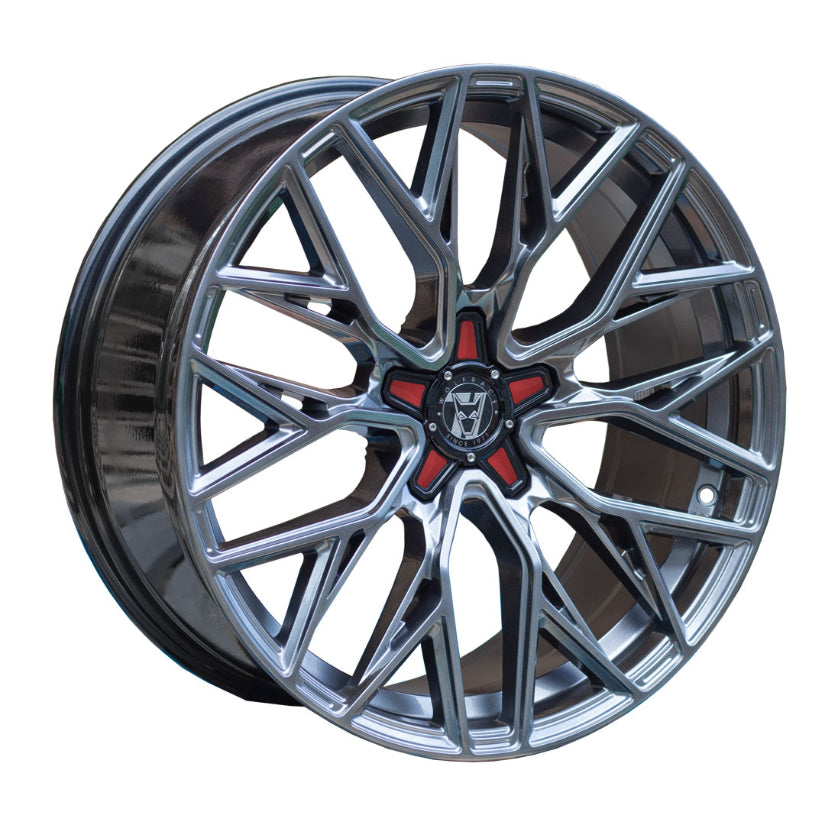 Wolfrace 71 Wolfsburg GTR Alloy Wheel 19x8.5 ET40 5x118 Racing Carbon Red Inserts 110mm CB