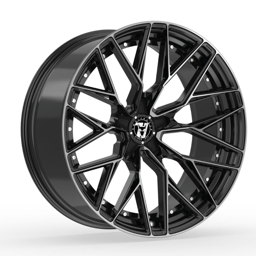 Wolfrace 71 Wolfsburg GTR Alloy Wheel 20x8.5 ET40 5x108 Gloss Raven Black Polished 110mm CB