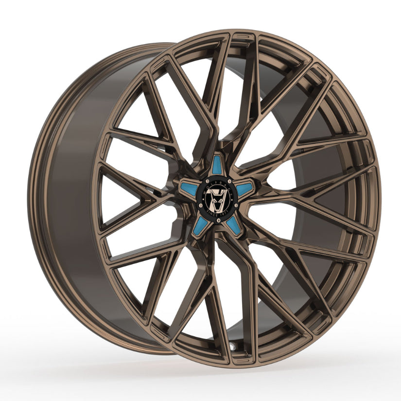 Wolfrace 71 Wolfsburg GTR Alloy Wheel 20x8.5 ET40 5x118 Racing Bronze Blue Inserts 110mm CB