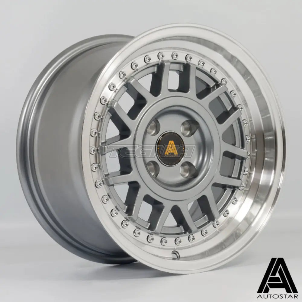 Autostar Storm Alloy Wheel 15x8 ET25 4x100 Gunmetal Polished Lip 67.1mm CB