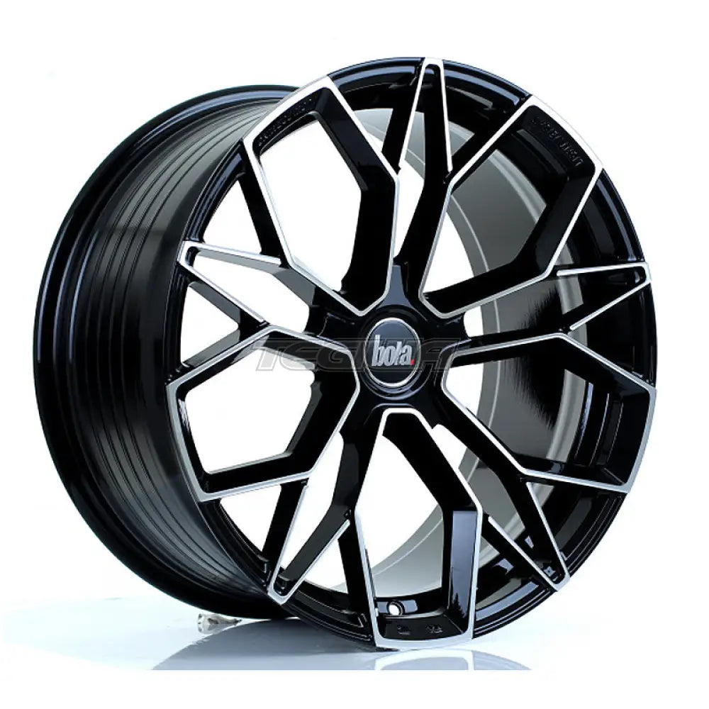 BOLA FLF Alloy Wheel 19x9.5 5x108 ET35 To 50 72.6mm CB Gloss Black Polished Face