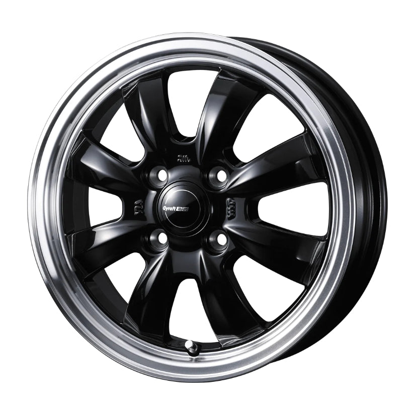 Gyraft 8S Alloy Wheel 15x4.5 ET45 4x100 Black Polished Rim 73mm CB