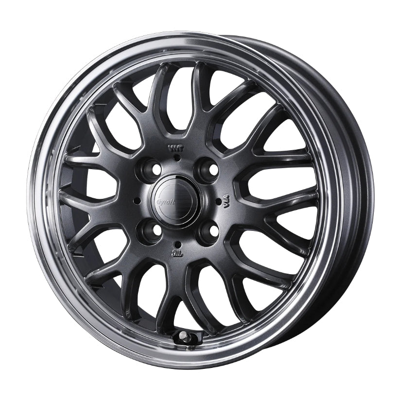 Gyraft 9M Alloy Wheel 12x4 ET43 4x100 Gunmetal Polished Rim 73mm CB