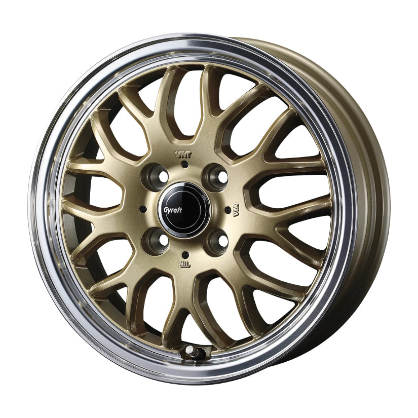 Gyraft 9M Alloy Wheel 14x4.5 ET45 4x100 Gold Polished Rim 73mm CB