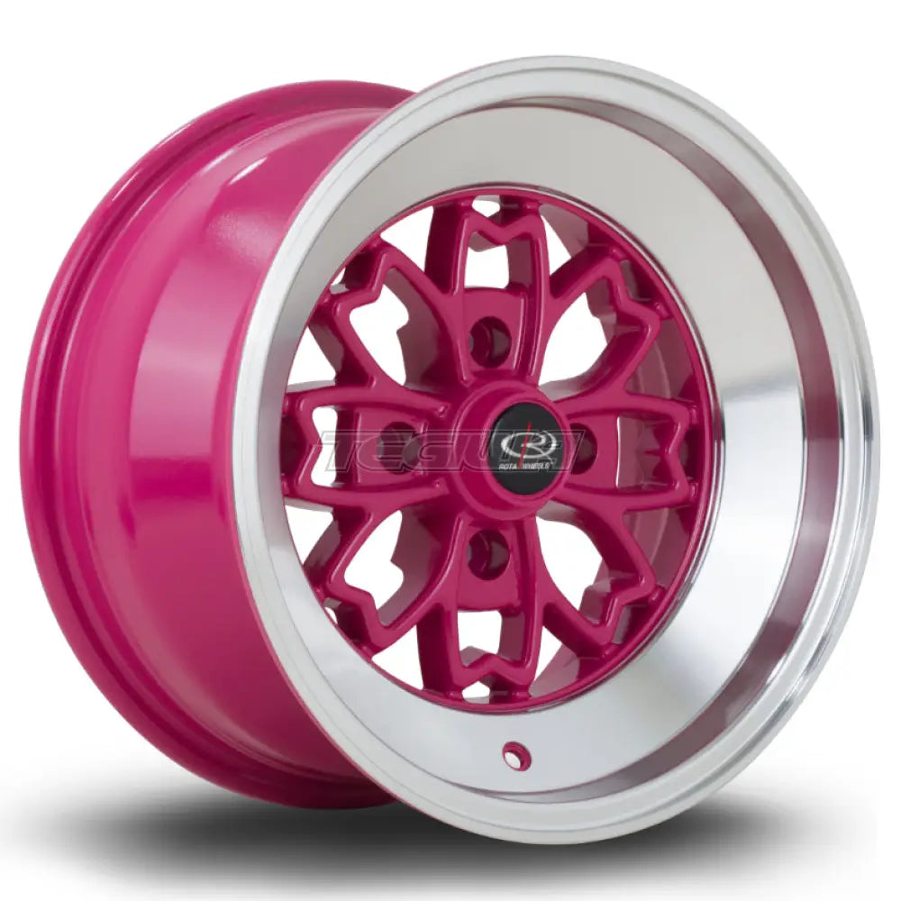 Rota Aleica Alloy Wheel 15x8 ET0 4x100 Pink Polished Lip 67.1mm CB