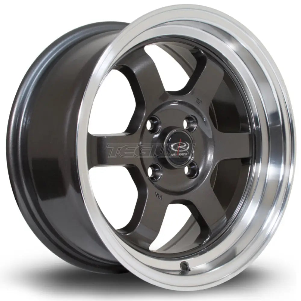 Rota Grid-V Alloy Wheel 15x7 ET20 4x100 Gunmetal Polished Lip 67.1mm CB