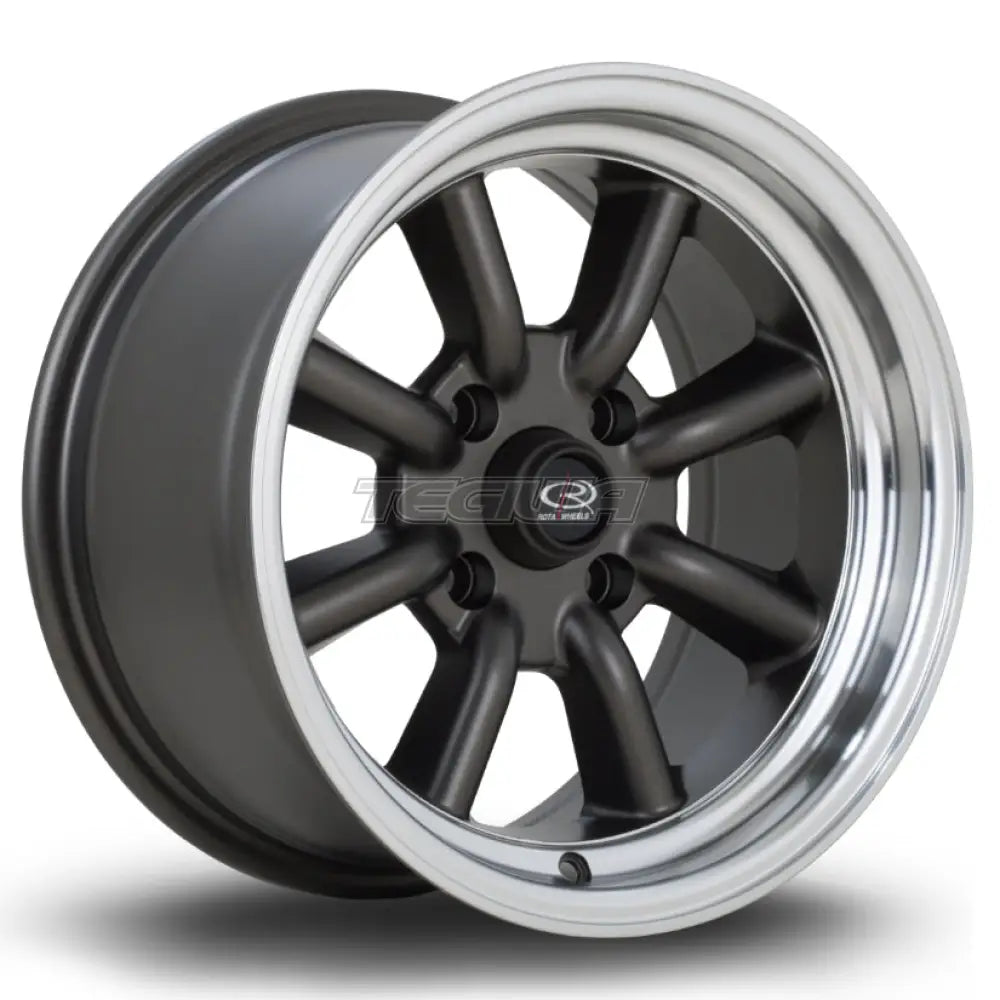 Rota RKR Alloy Wheel 15x8 ET10 4x100 Flat Gunmetal Polished Lip 67.1mm CB